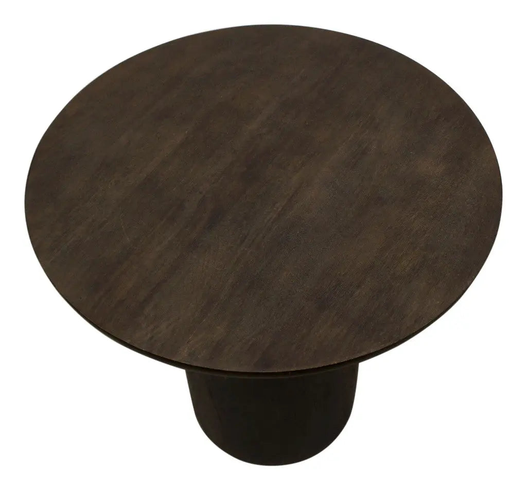 24" Dark Brown Distressed Solid Wood Round Pedestal End Table Homeroots Living Room