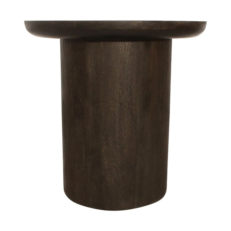 24" Dark Brown Distressed Solid Wood Round Pedestal End Table Homeroots Living Room