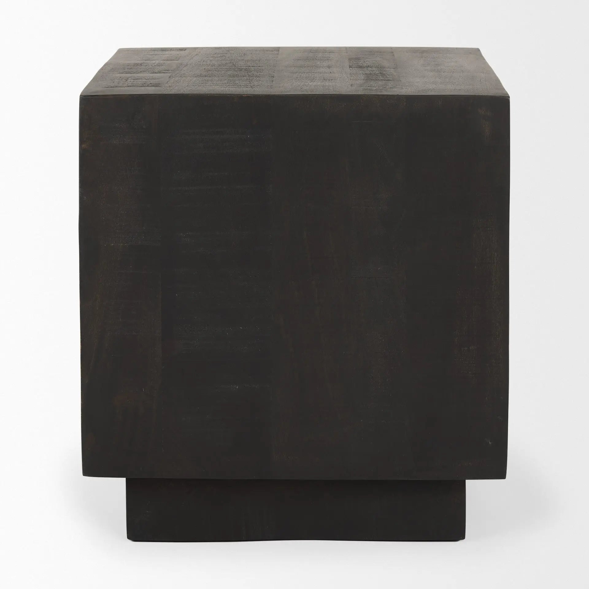 24" Dark Brown Distressed Solid Wood Square Block End Table Homeroots Living Room