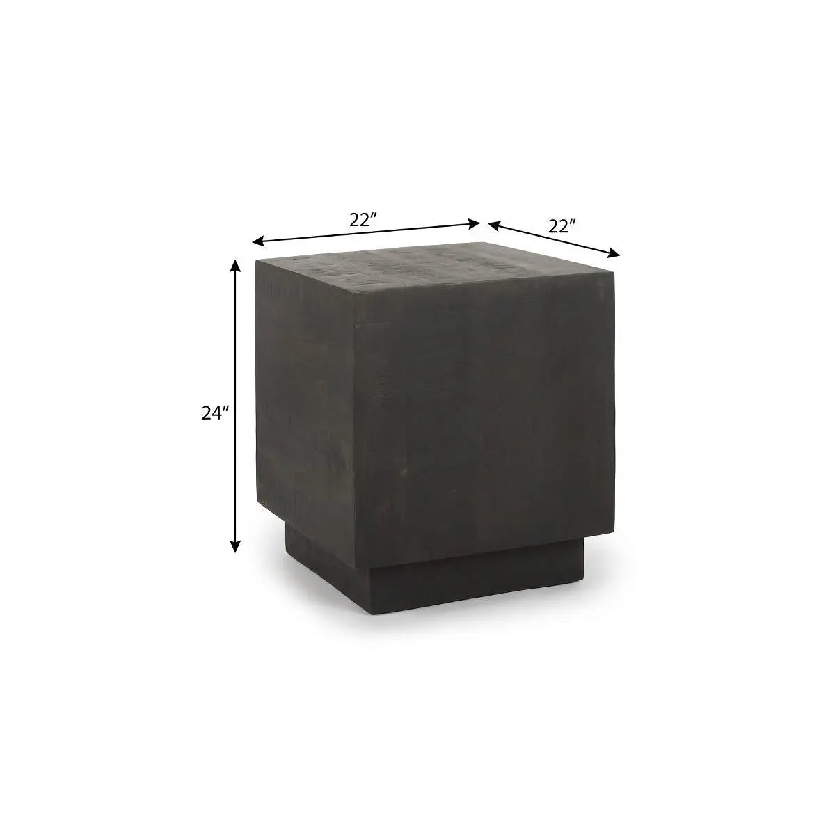 24" Dark Brown Distressed Solid Wood Square Block End Table Homeroots Living Room
