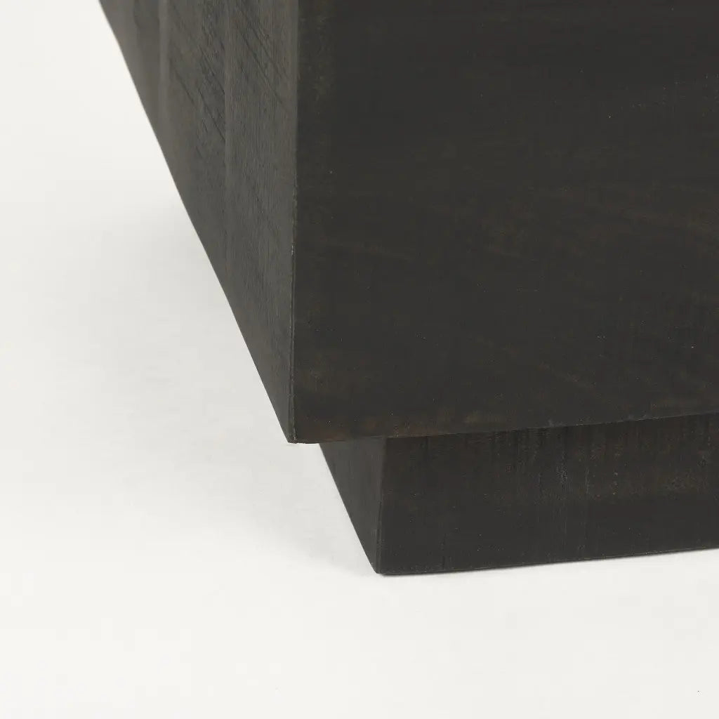 24" Dark Brown Distressed Solid Wood Square Block End Table Homeroots Living Room