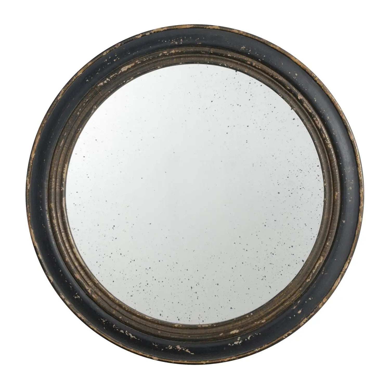24" Dark Brown Distressed Wood Round Framed Accent Mirror Homeroots Bed & Bath