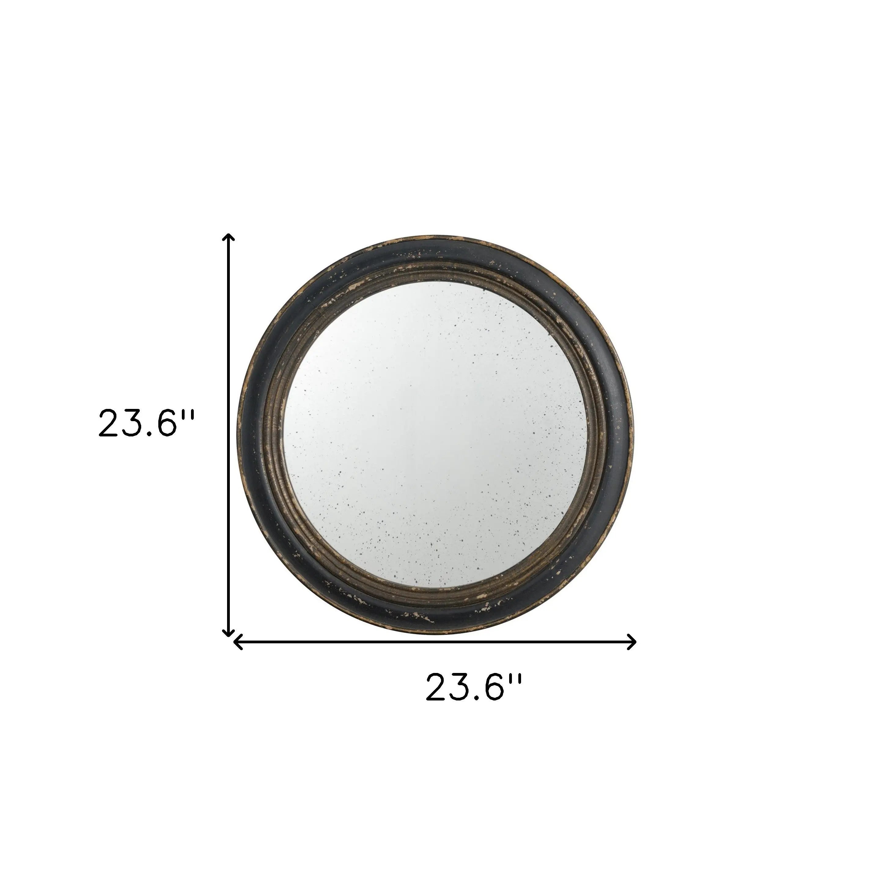 24" Dark Brown Distressed Wood Round Framed Accent Mirror Homeroots Bed & Bath