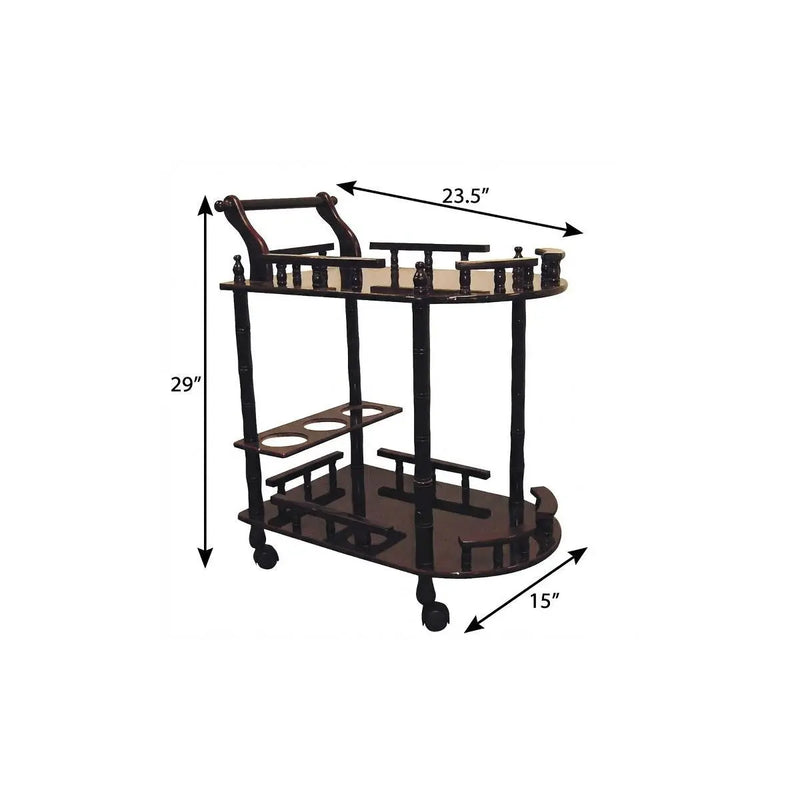 24" Dark Brown Rolling Bar Cart Homeroots Kitchen & Dining