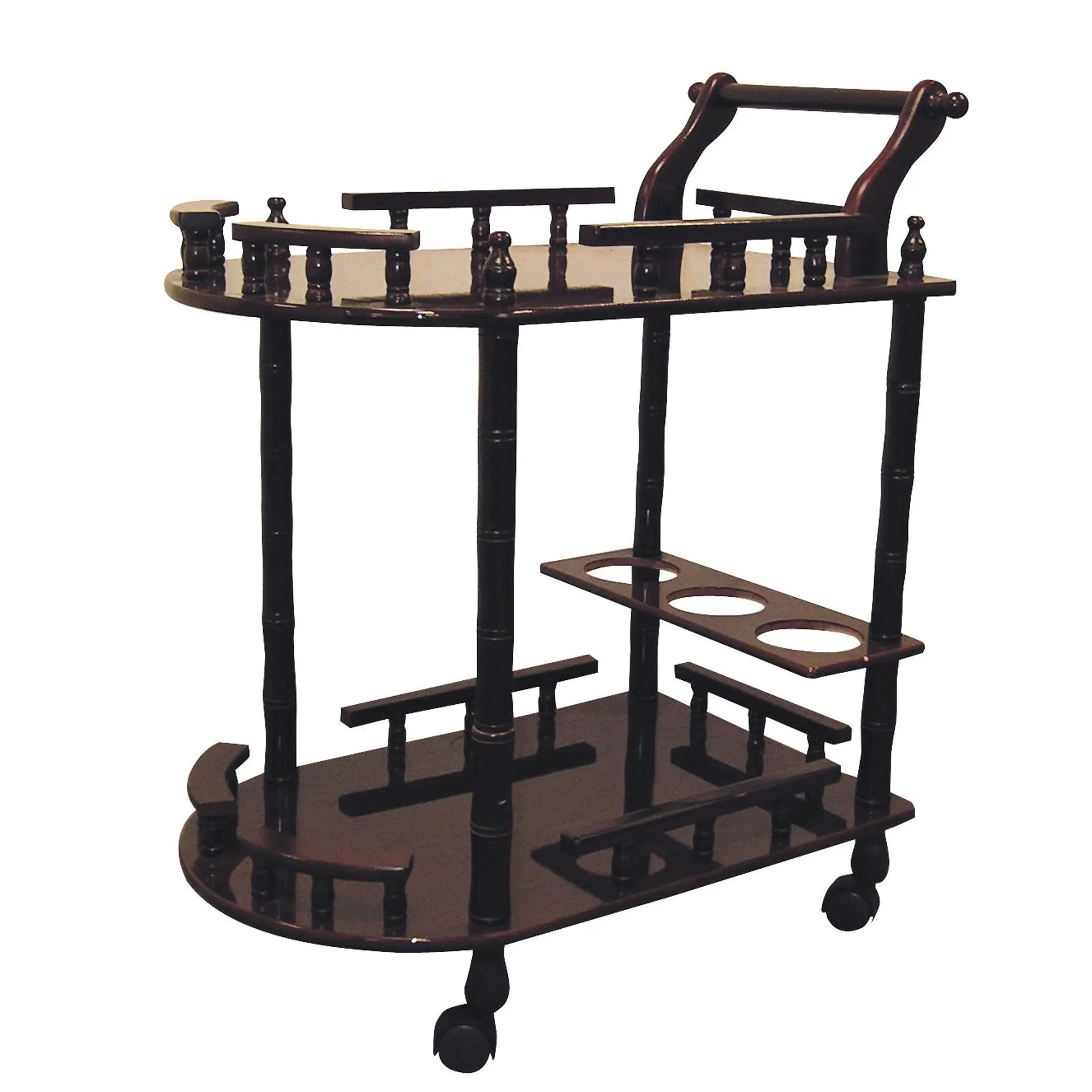 24" Dark Brown Rolling Bar Cart Homeroots Kitchen & Dining