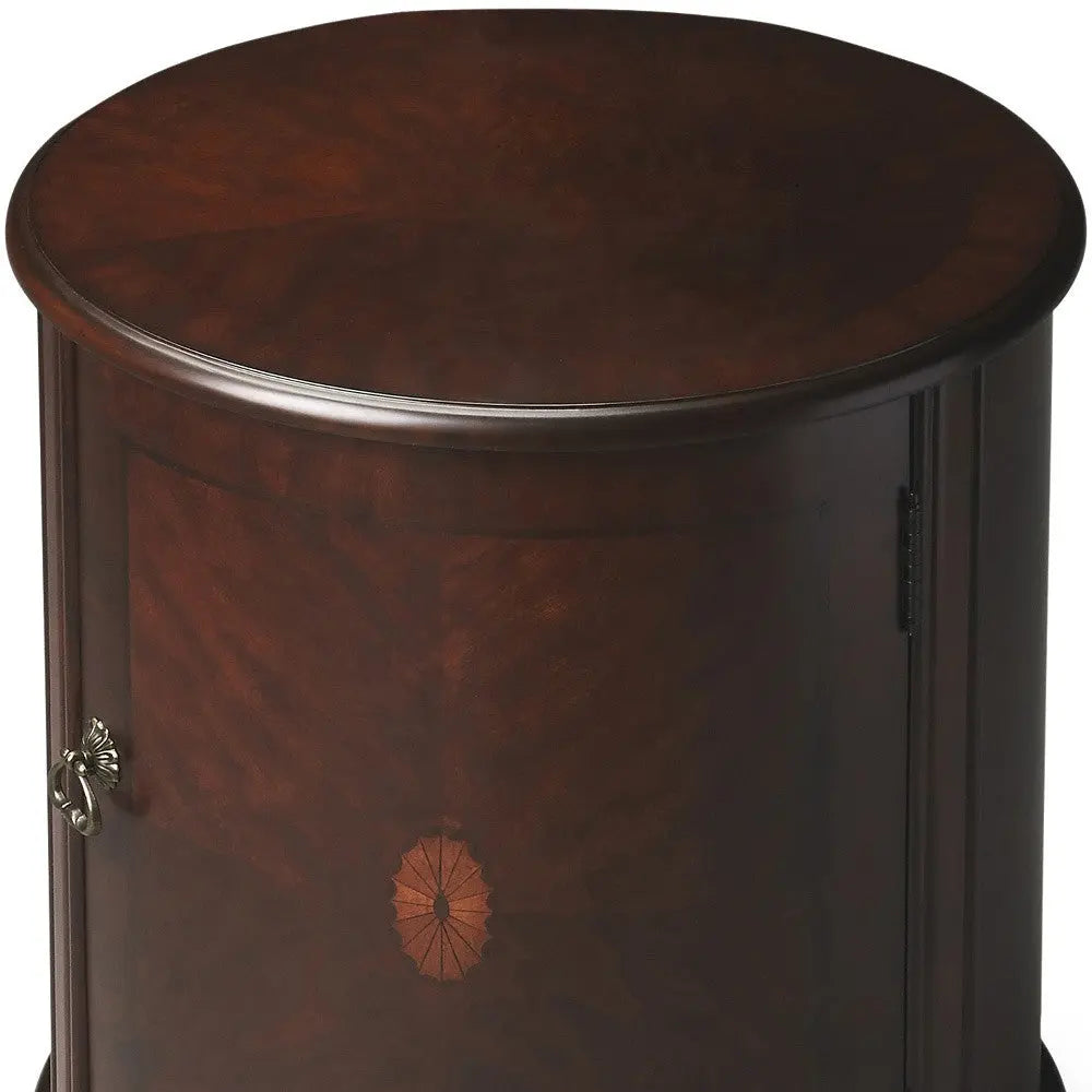 24" Dark Brown Wood Round Drum End Table Homeroots Living Room