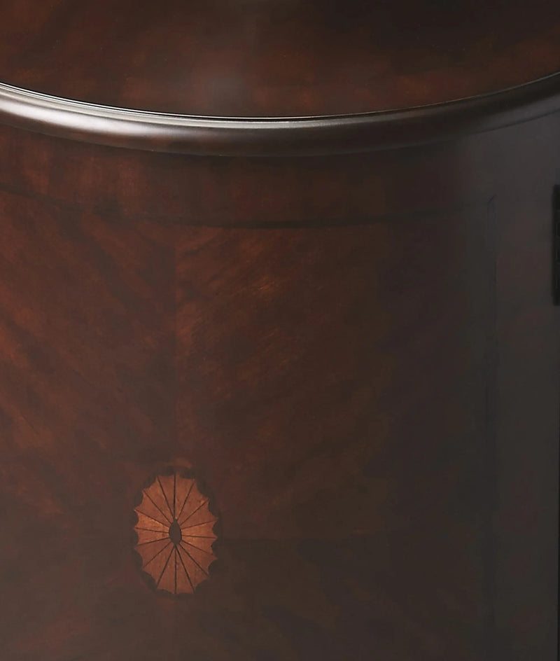24" Dark Brown Wood Round Drum End Table Homeroots Living Room