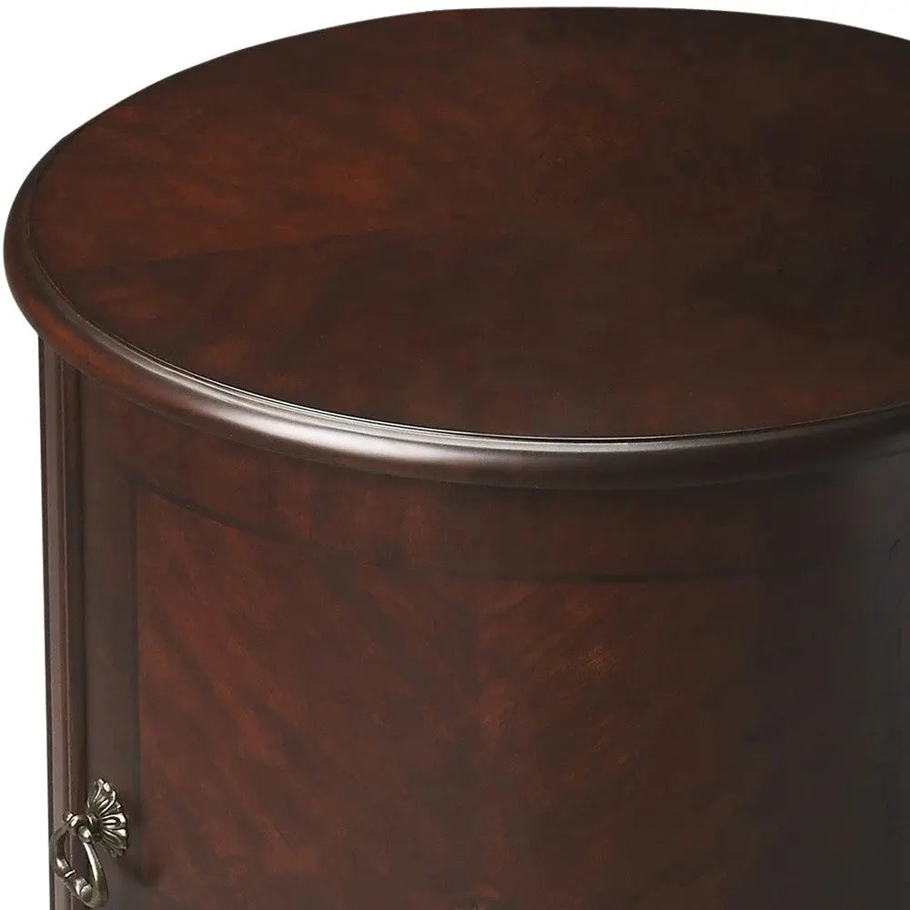 24" Dark Brown Wood Round Drum End Table Homeroots Living Room