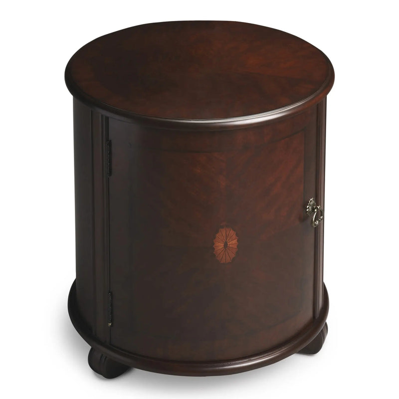 24" Dark Brown Wood Round Drum End Table Homeroots Living Room