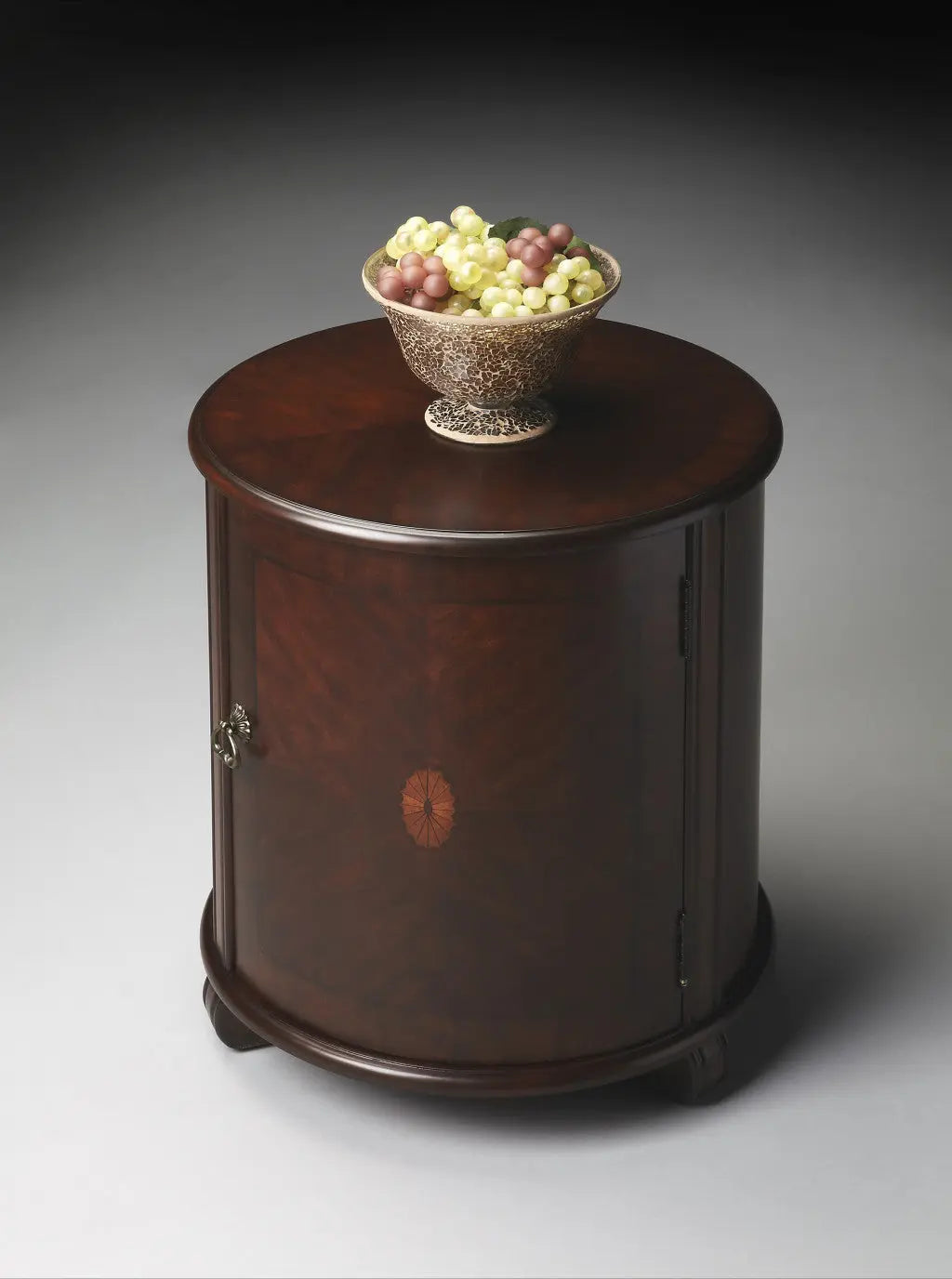 24" Dark Brown Wood Round Drum End Table Homeroots Living Room