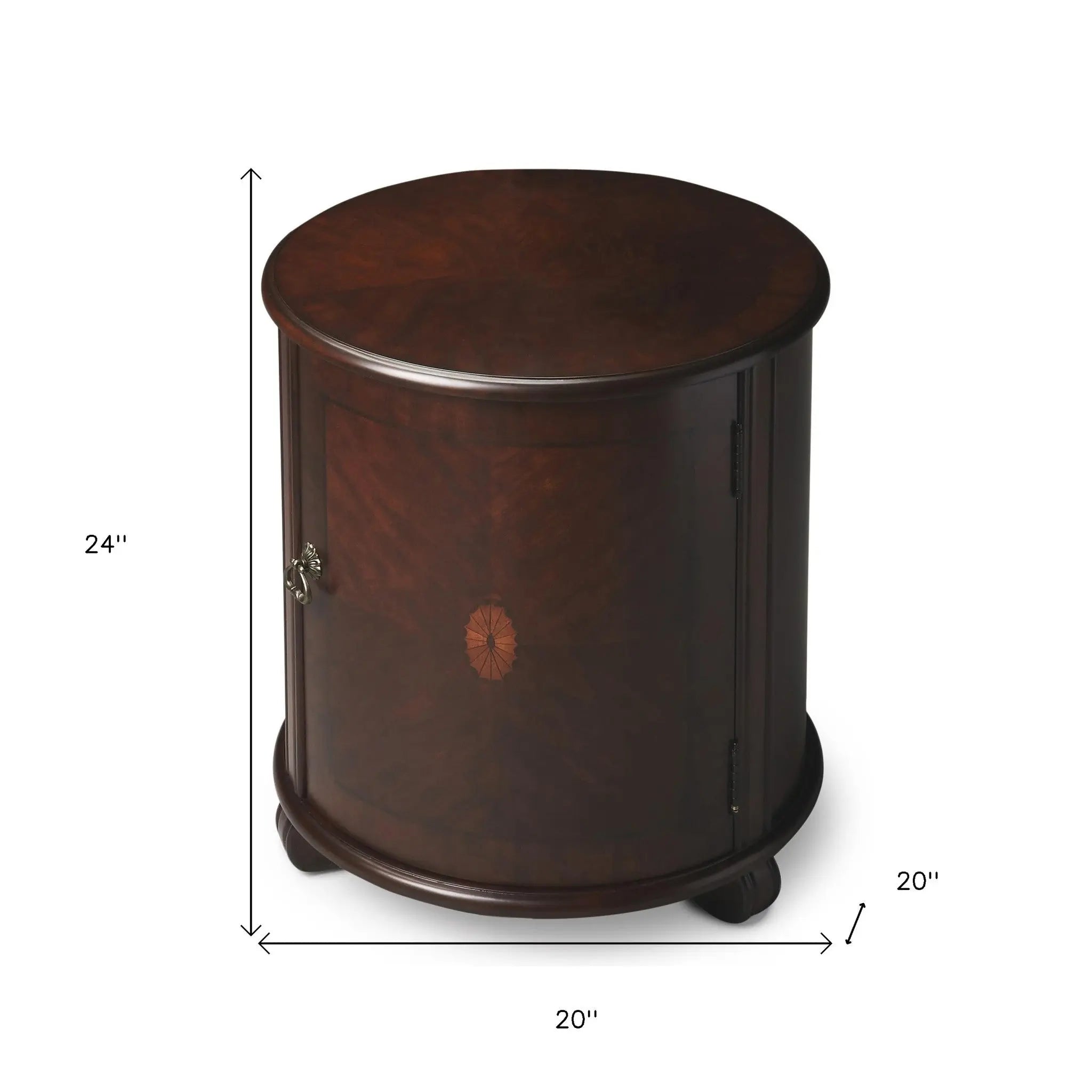 24" Dark Brown Wood Round Drum End Table Homeroots Living Room