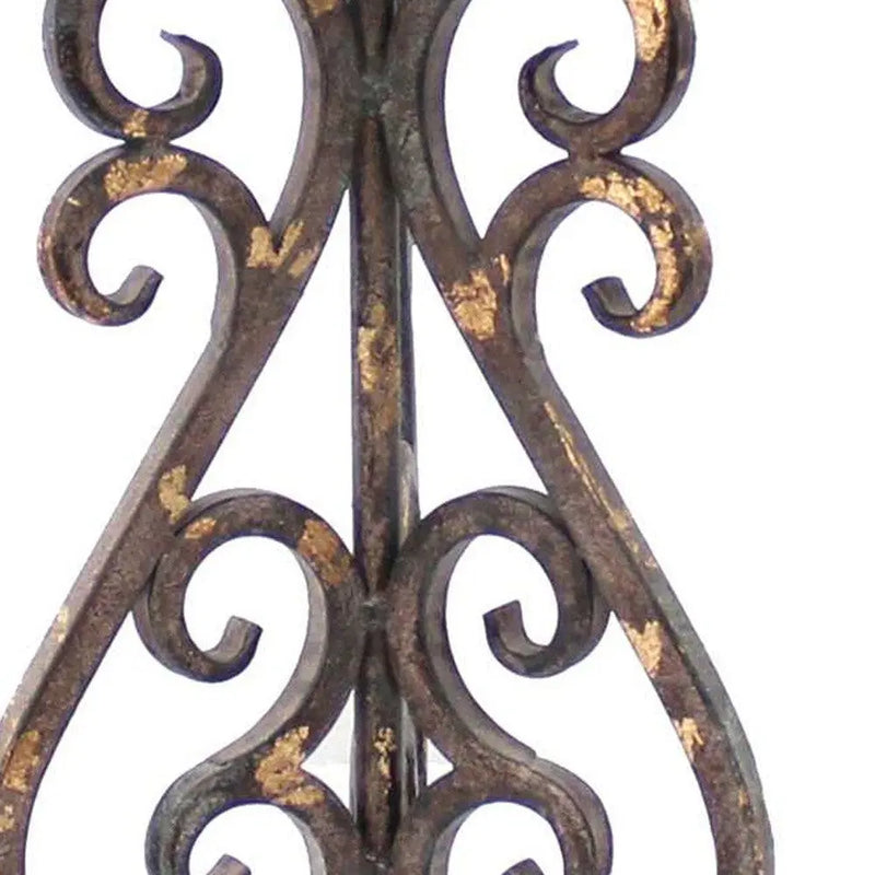 24" Distressed Bronze Metal Novelty Bedside Lamp With Khaki Drum Shade Homeroots Lighting