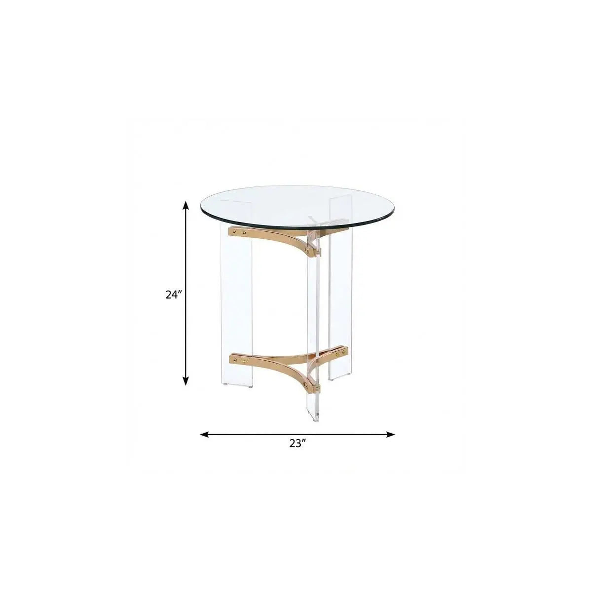 24" Gold And Clear Glass And Metal Round End Table Homeroots Living Room