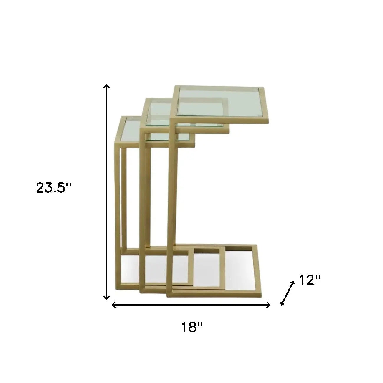 24" Gold Glass Rectangular End Table Homeroots Living Room