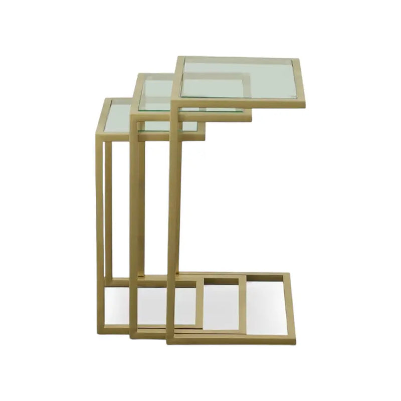 24" Gold Glass Rectangular End Table Homeroots Living Room