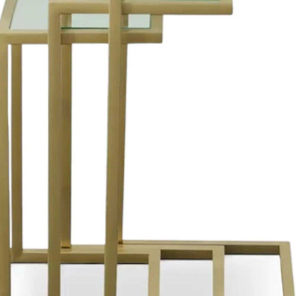 24" Gold Glass Rectangular End Table Homeroots Living Room