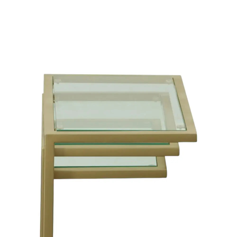 24" Gold Glass Rectangular End Table Homeroots Living Room