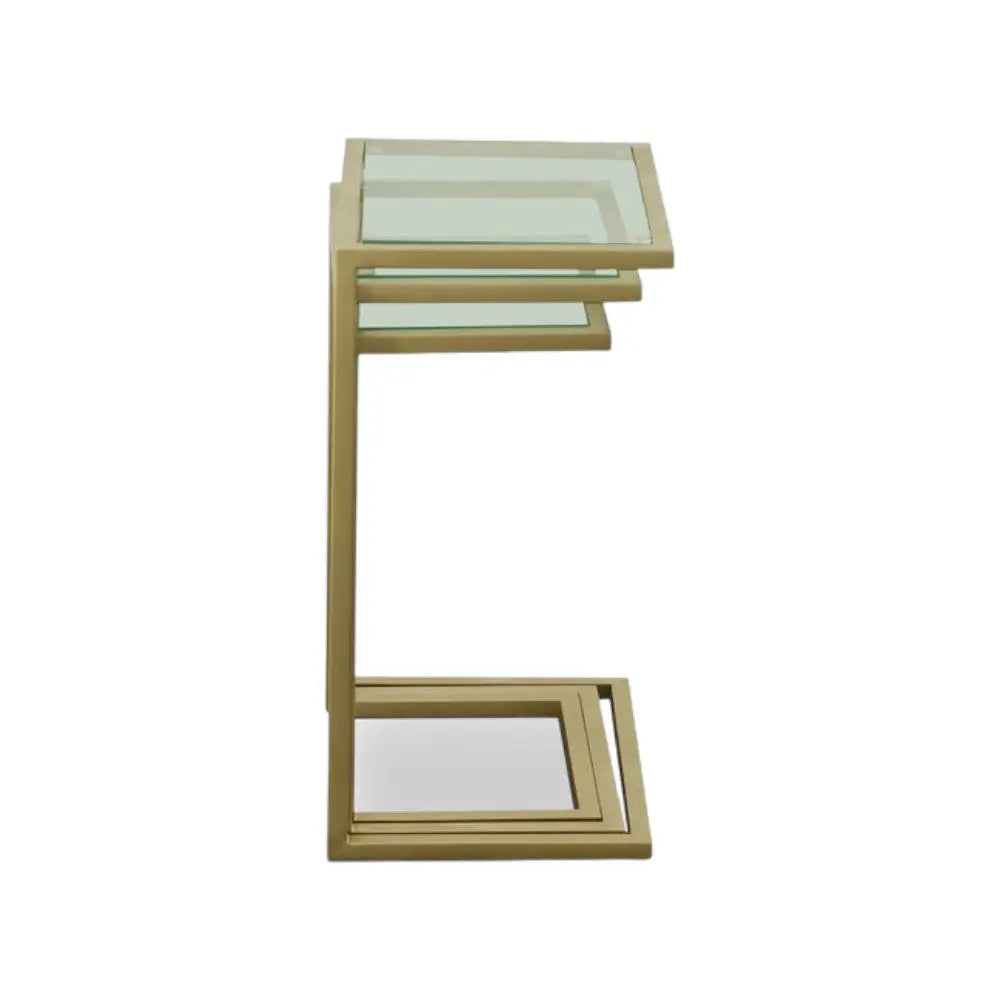 24" Gold Glass Rectangular End Table Homeroots Living Room