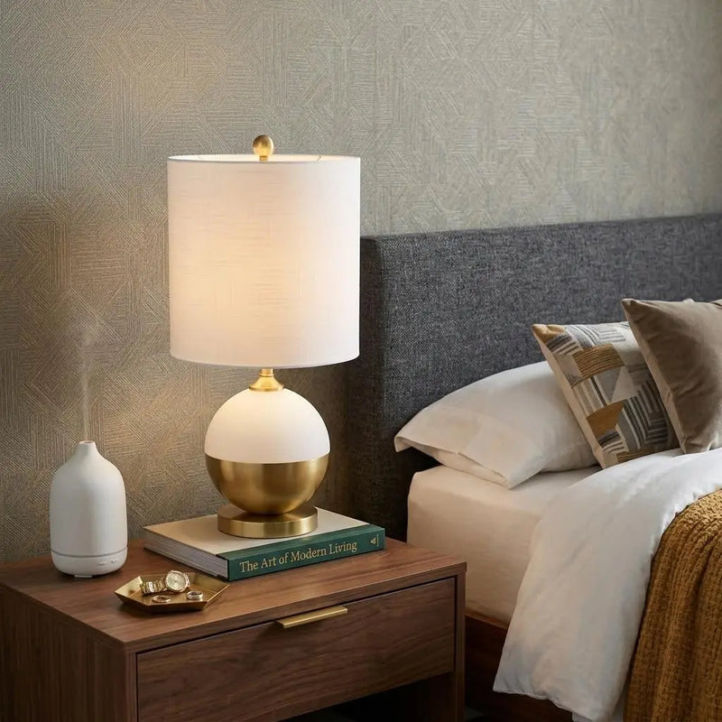 24" Gold Globe Table Lamp With Drum Shade Homeroots Lighting