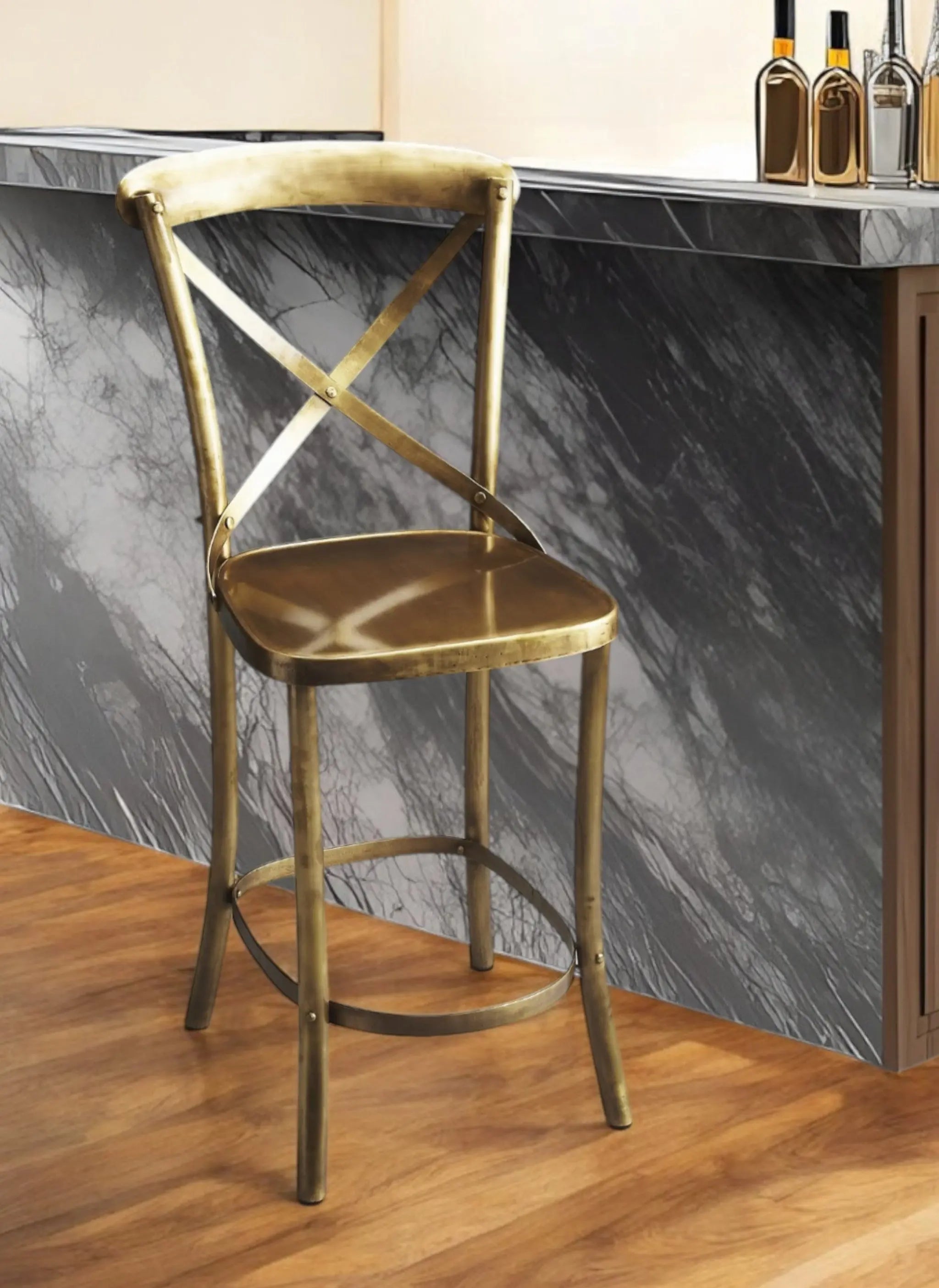24" Gold Iron Bar Chair - GreatEagleInc