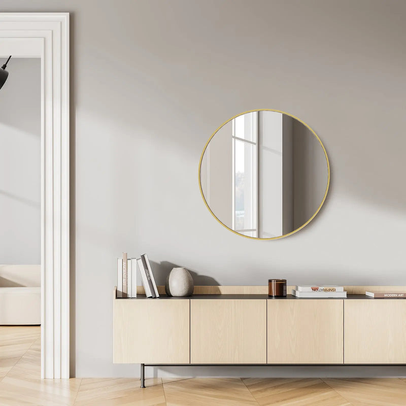 24" Gold Metal Round Framed Bathroom Vanity Mirror - GreatEagleInc