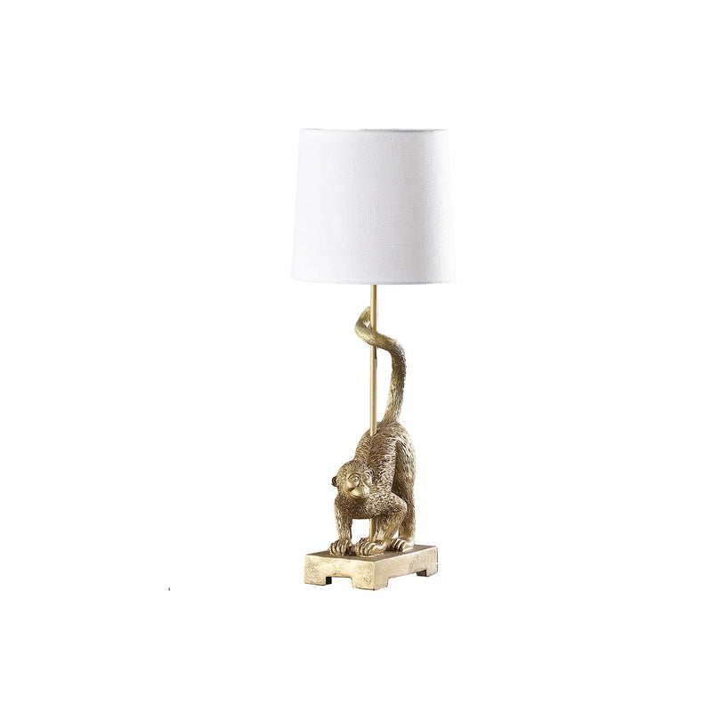 24" Gold Monkey Table Lamp With White Drum Shade - GreatEagleInc