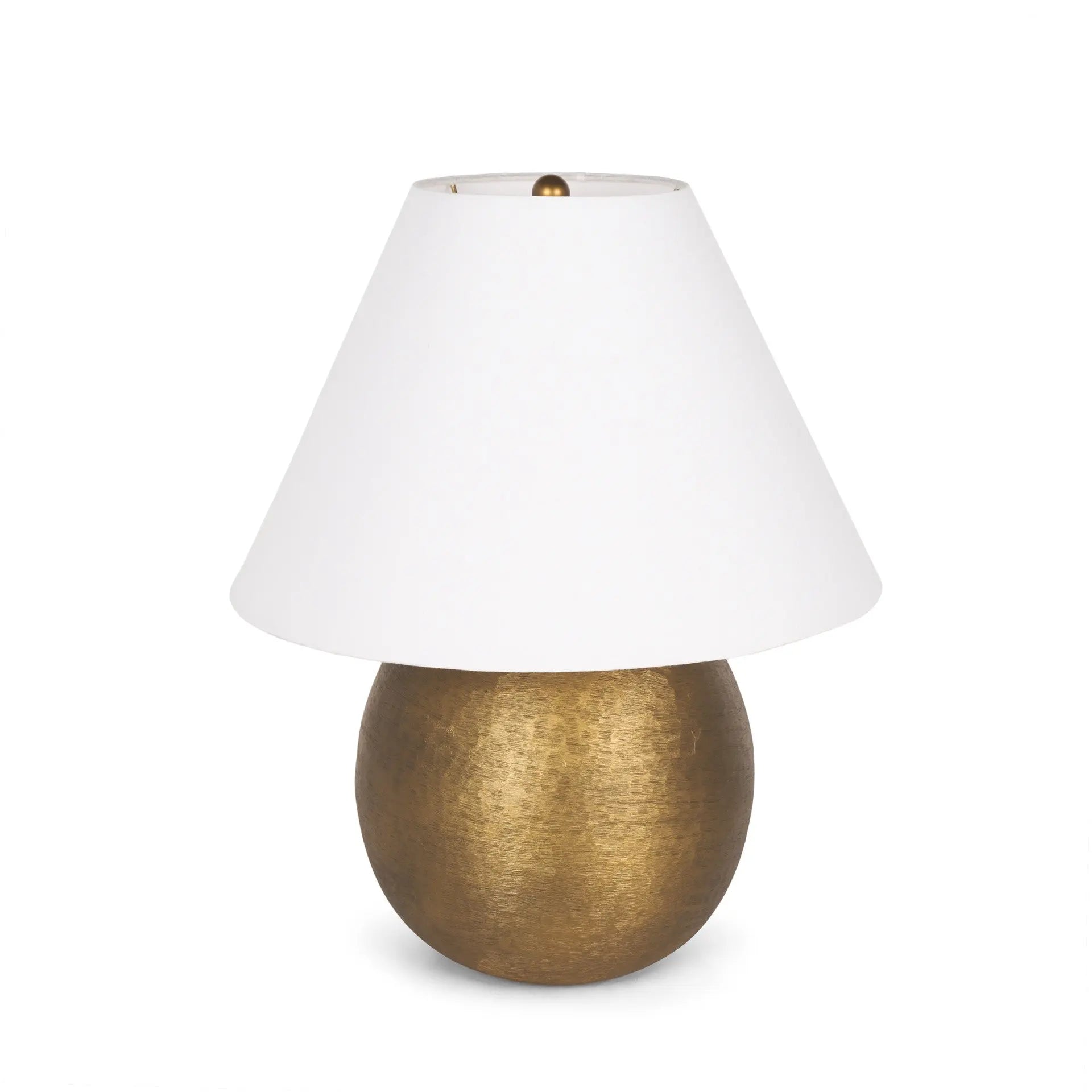 Gold-textured ceramic table lamp with a white fabric shade, featuring a modern and contemporary design.