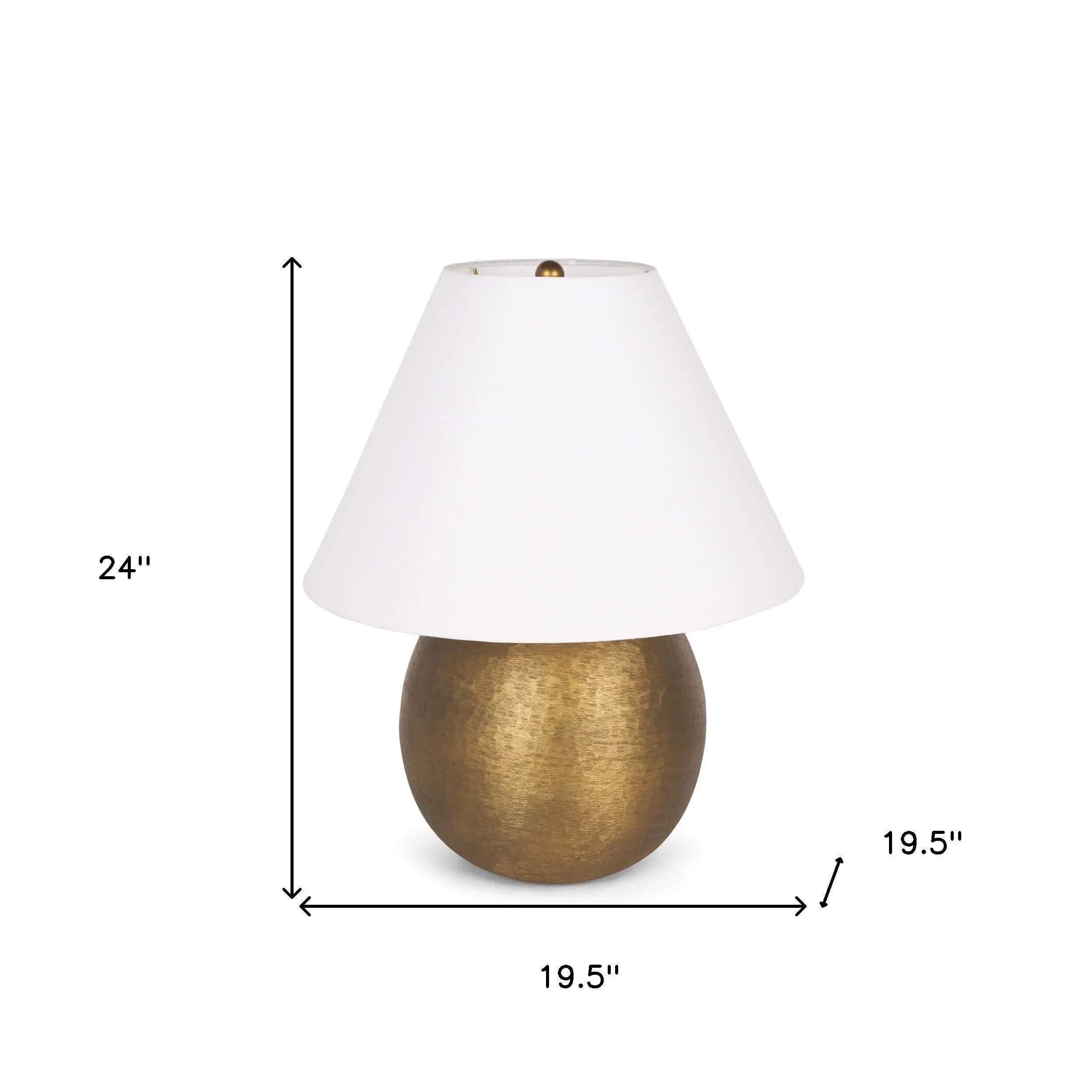 Gold ceramic table lamp with a white fabric shade, 24" height, elegant modern design, perfect for home décor.