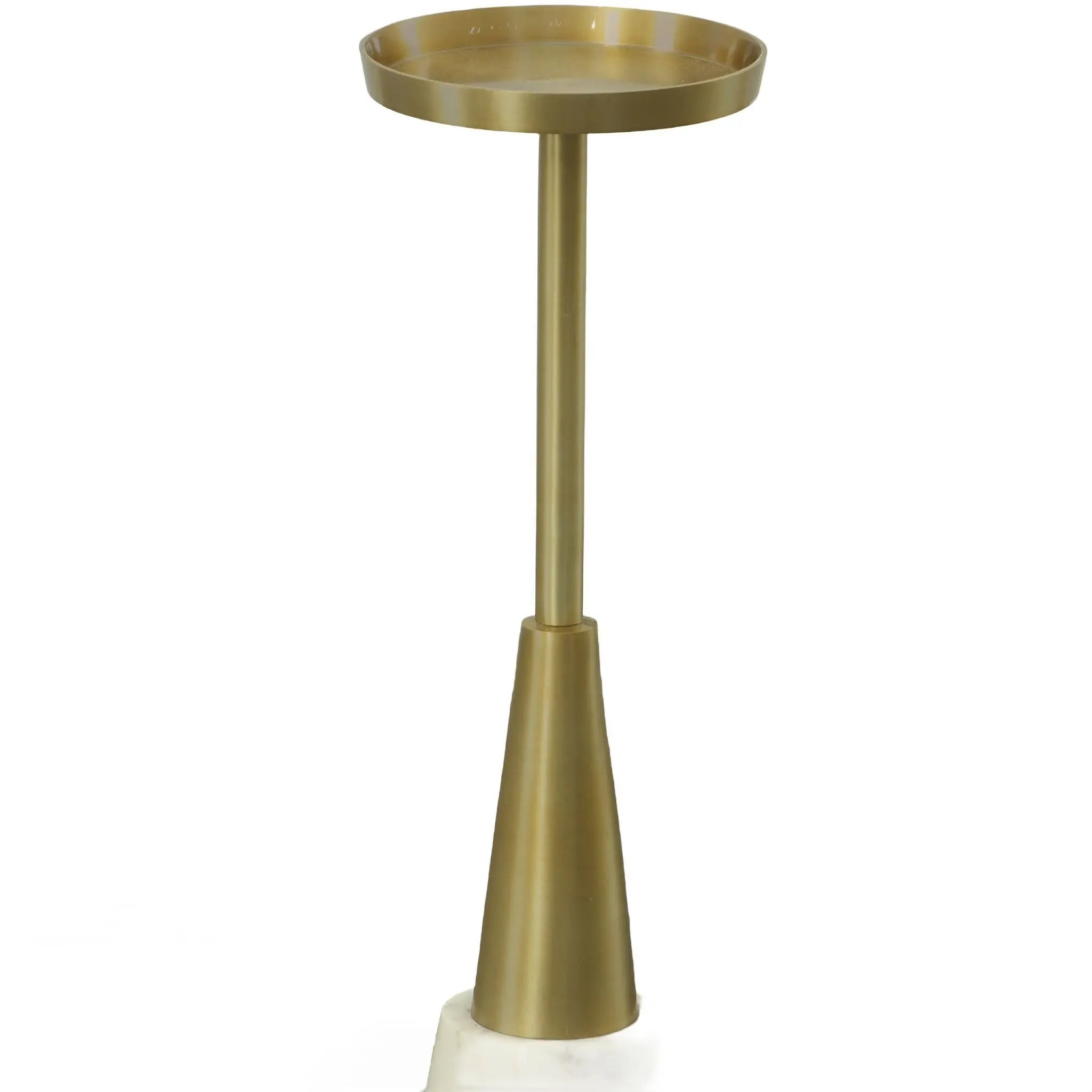 24" Gold and White Metal Round Pedestal End Table Homeroots Living Room