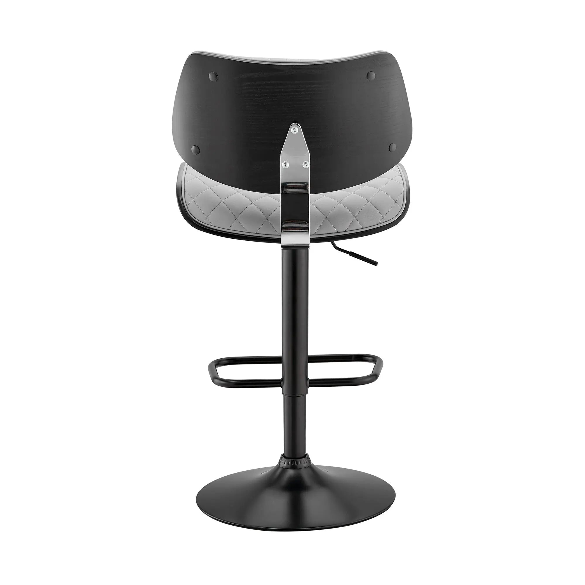24" Gray And Black Faux Leather And Iron Swivel Low Back Adjustable Height Bar Chair Homeroots Living Room