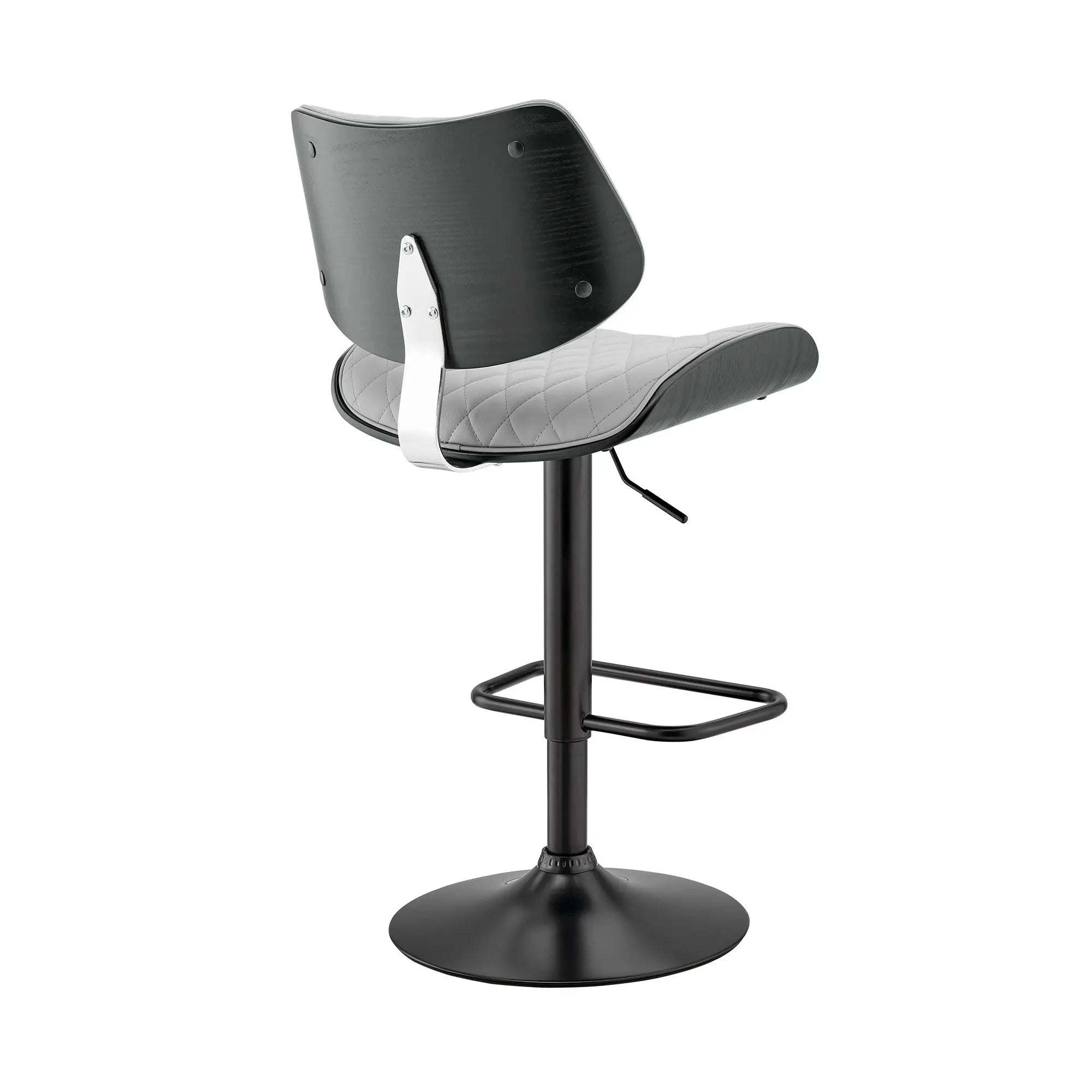 24" Gray And Black Faux Leather And Iron Swivel Low Back Adjustable Height Bar Chair Homeroots Living Room