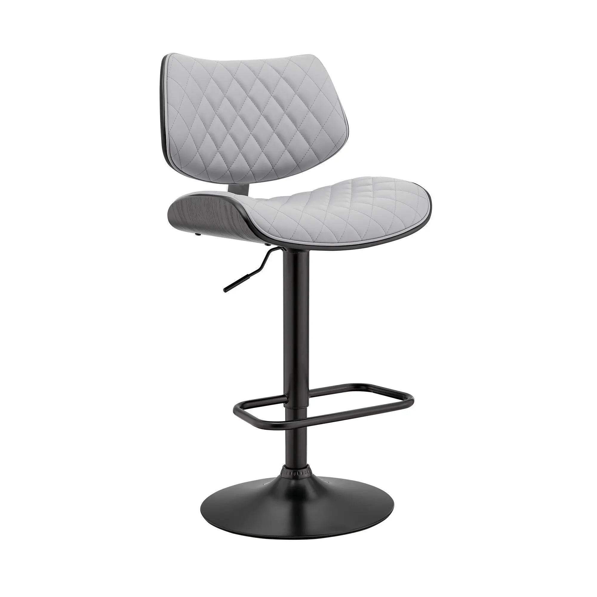 24" Gray And Black Faux Leather And Iron Swivel Low Back Adjustable Height Bar Chair Homeroots Living Room