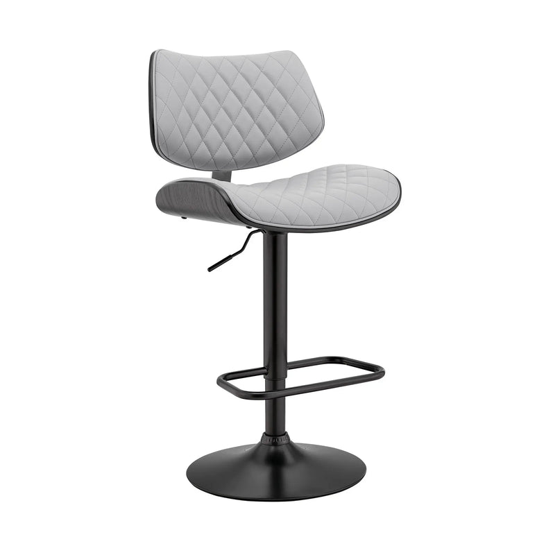 24" Gray And Black Faux Leather And Iron Swivel Low Back Adjustable Height Bar Chair Homeroots Living Room