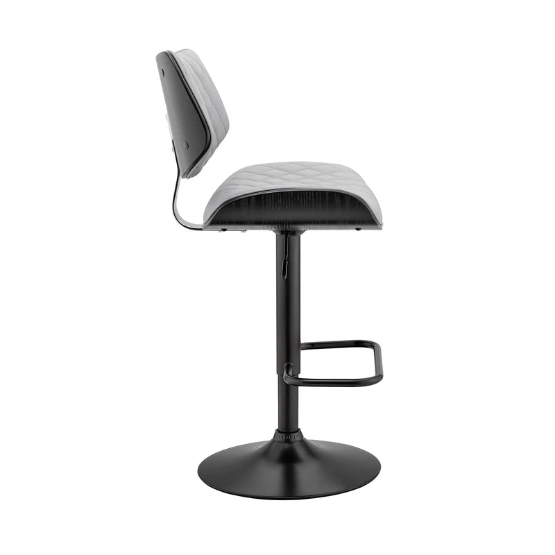 24" Gray And Black Faux Leather And Iron Swivel Low Back Adjustable Height Bar Chair Homeroots Living Room