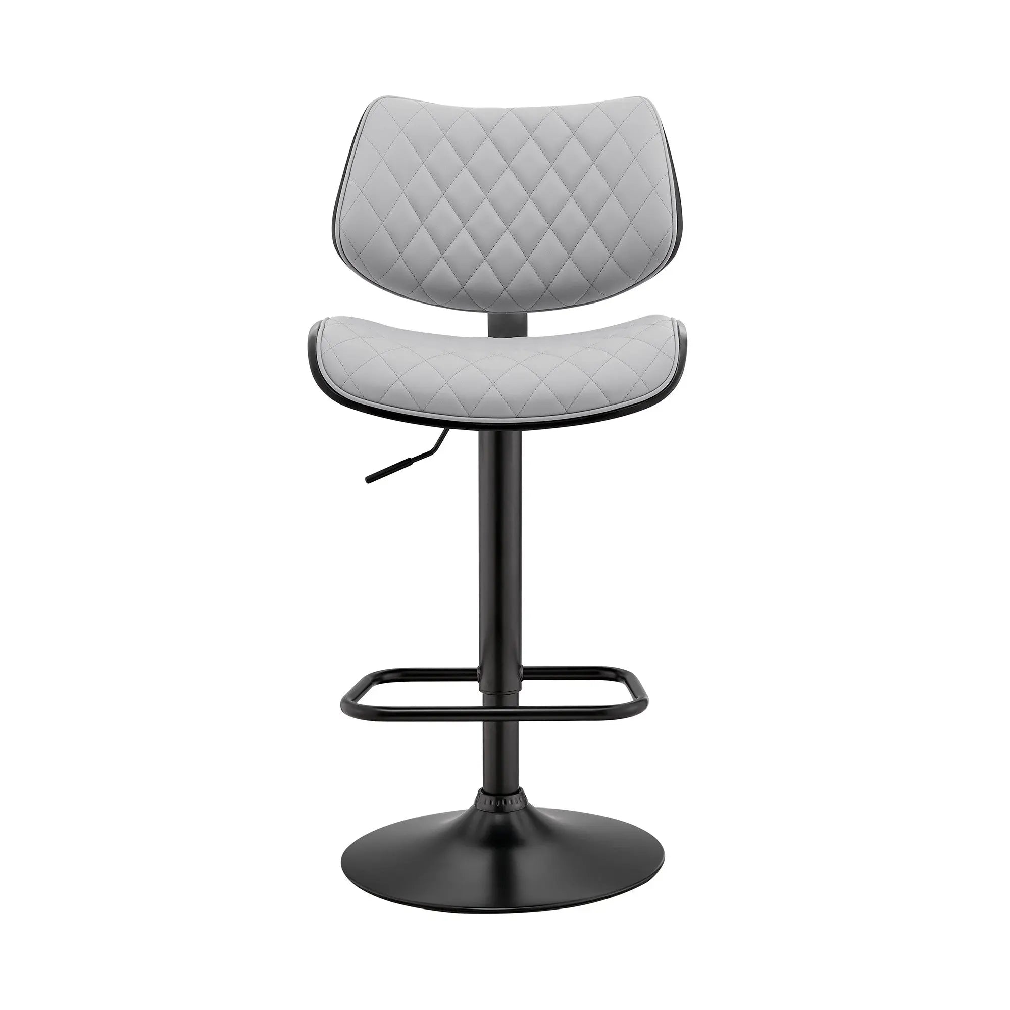 24" Gray And Black Faux Leather And Iron Swivel Low Back Adjustable Height Bar Chair Homeroots Living Room