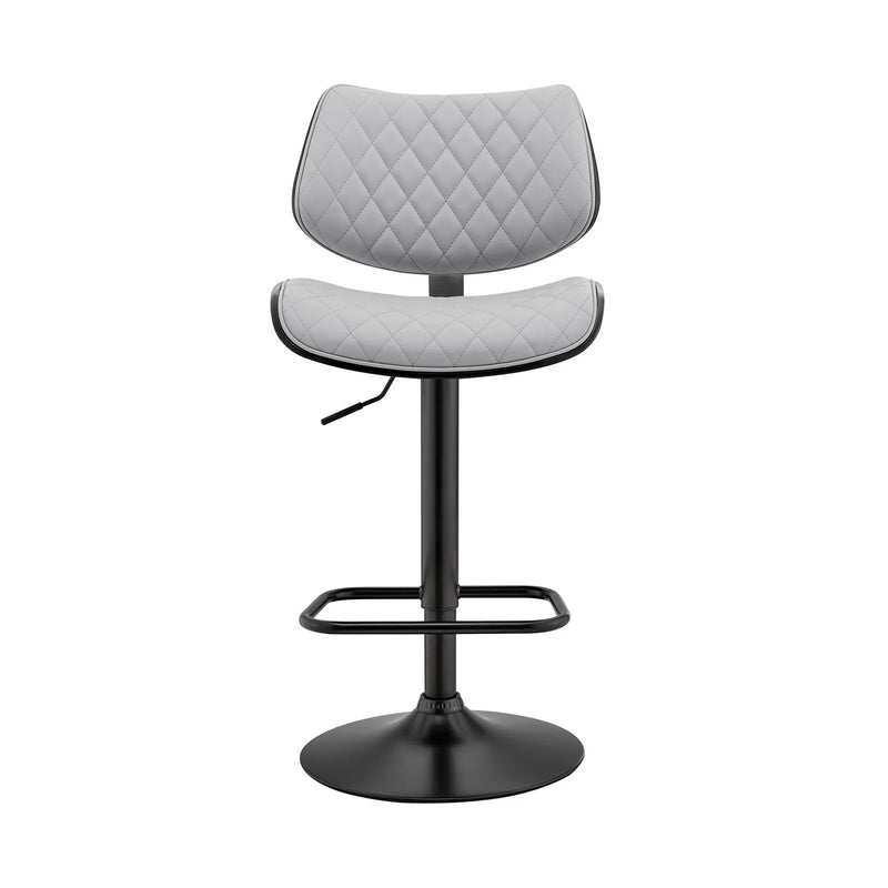 24" Gray And Black Faux Leather And Iron Swivel Low Back Adjustable Height Bar Chair Homeroots Living Room