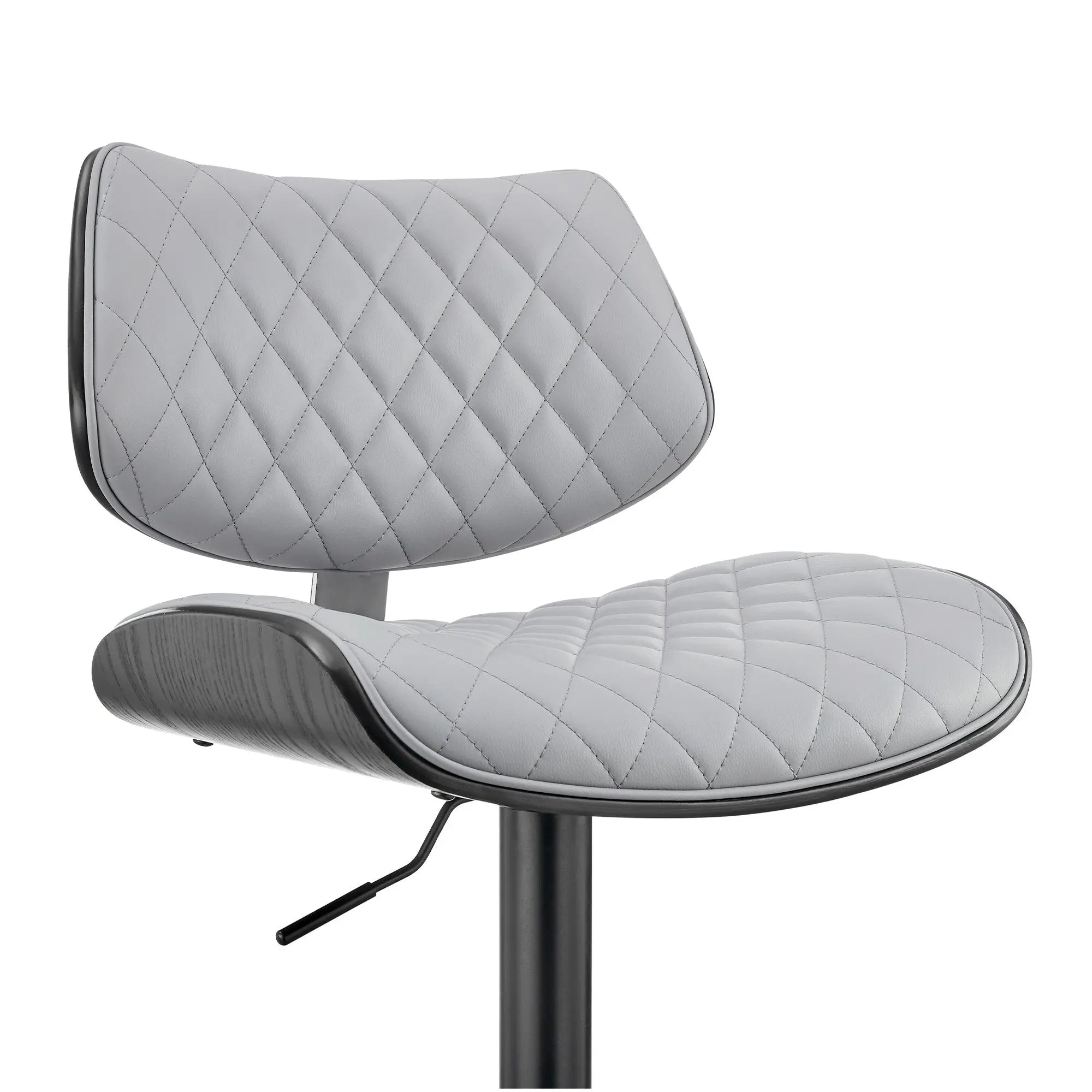 24" Gray And Black Faux Leather And Iron Swivel Low Back Adjustable Height Bar Chair Homeroots Living Room