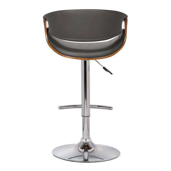 24" Gray And Silver Solid Wood Swivel Low Back Adjustable Height Bar Chair - GreatEagleInc