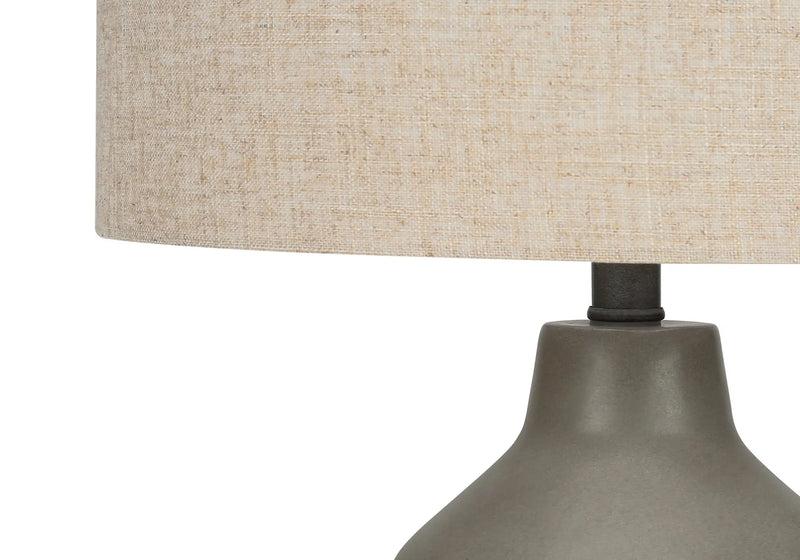 24" Gray Concrete Urn Table Lamp With Beige Drum Shade Homeroots Lighting