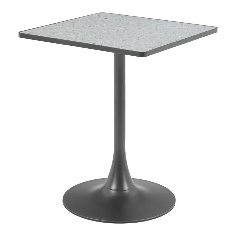 24" Gray Wood and Steel Faux Terrazzo Pedestal Base Square Dining Table Homeroots Kitchen & Dining