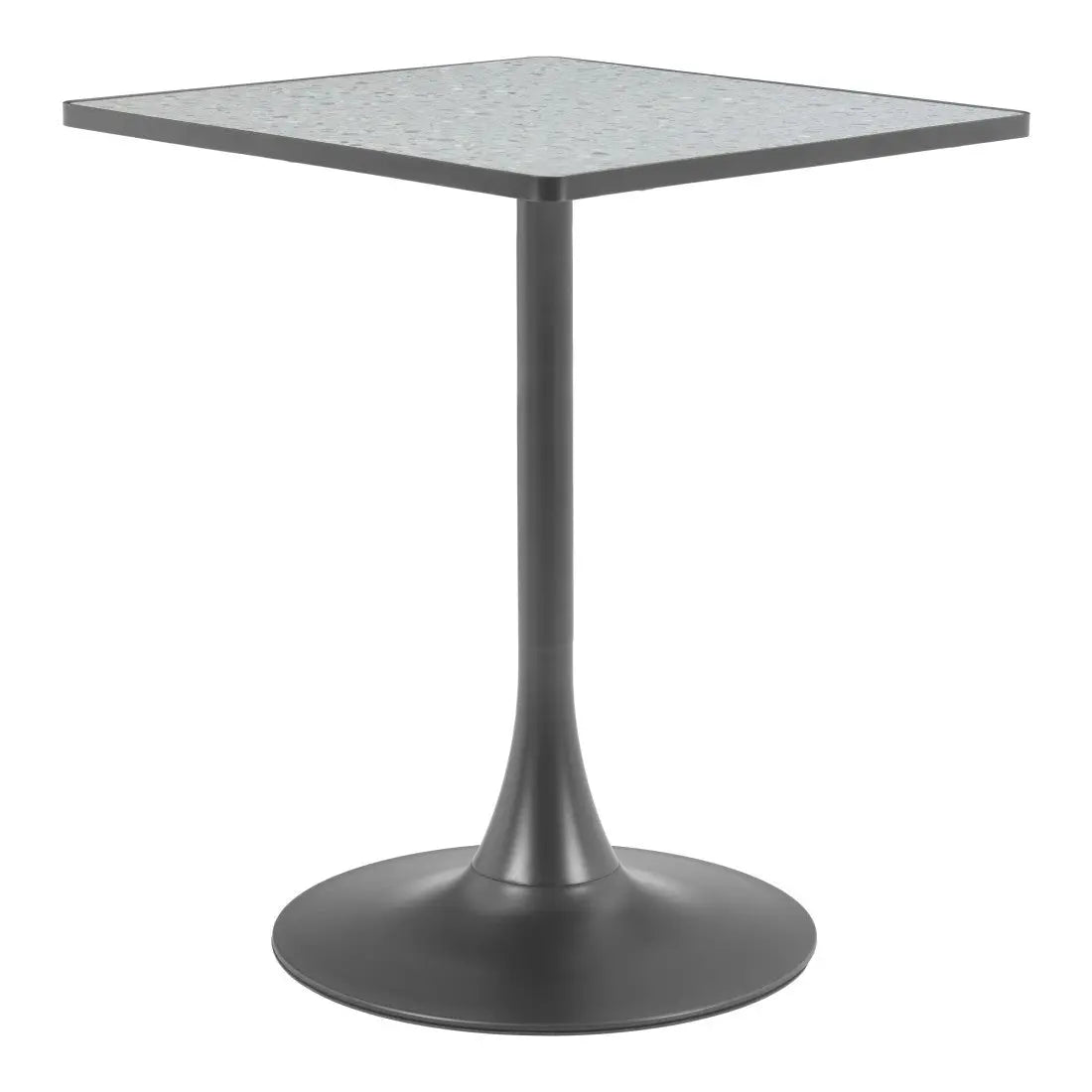 24" Gray Wood and Steel Faux Terrazzo Pedestal Base Square Dining Table Homeroots Kitchen & Dining