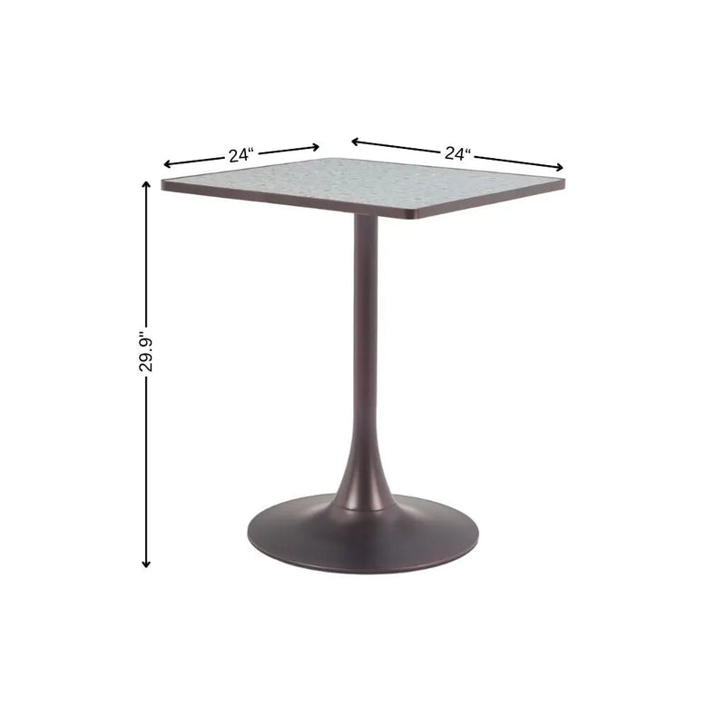 24" Gray Wood and Steel Faux Terrazzo Pedestal Base Square Dining Table Homeroots Kitchen & Dining