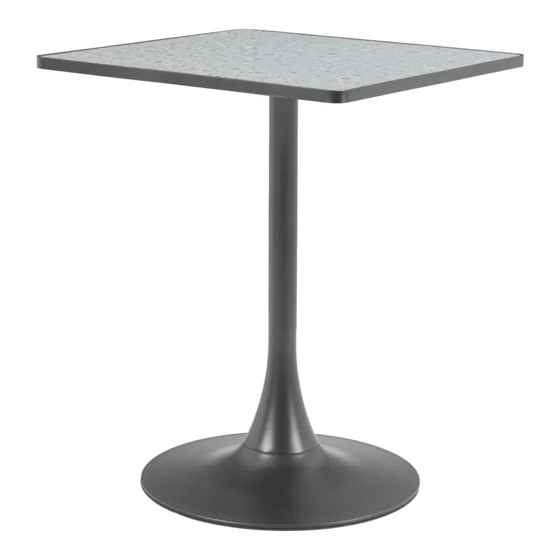 24" Gray Wood and Steel Faux Terrazzo Pedestal Base Square Dining Table Homeroots Kitchen & Dining