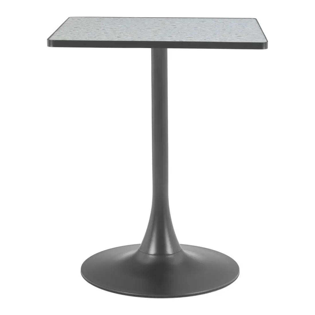 24" Gray Wood and Steel Faux Terrazzo Pedestal Base Square Dining Table Homeroots Kitchen & Dining