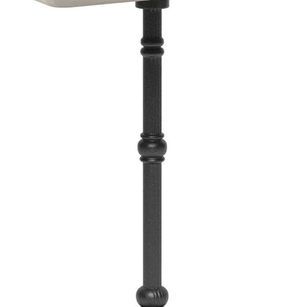 24" Gray and Black Wood And Aluminum Indoor Outdoor Pedestal Base Round Top Dining Table Homeroots Outdoor