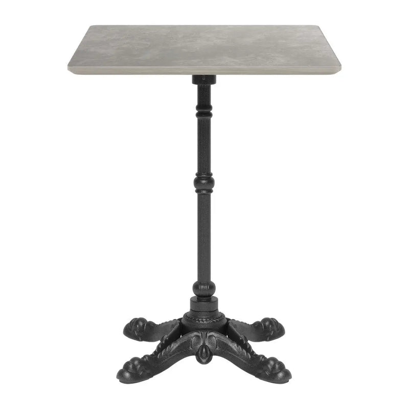 24" Gray and Black Wood And Aluminum Indoor Outdoor Pedestal Base Round Top Dining Table Homeroots Outdoor