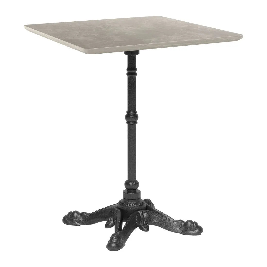 24" Gray and Black Wood And Aluminum Indoor Outdoor Pedestal Base Round Top Dining Table Homeroots Outdoor