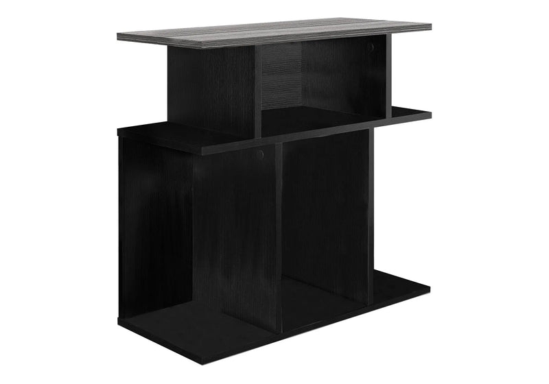 24" Gray and Black Wood Floor Shelf End Table With 6 Homeroots Living Room