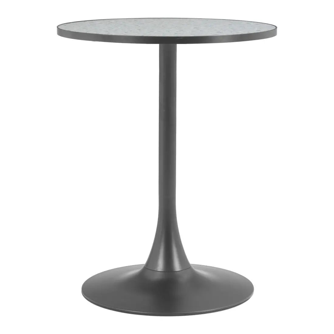 24" Gray and Bronze Wood and Steel Pedestal Base Round Top Dining Table Homeroots Kitchen & Dining
