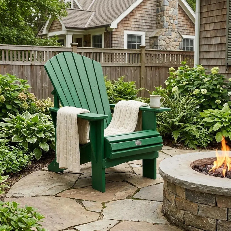 24" Green Heavy Duty Plastic Outdoor Adirondack Chair Homeroots Outdoor